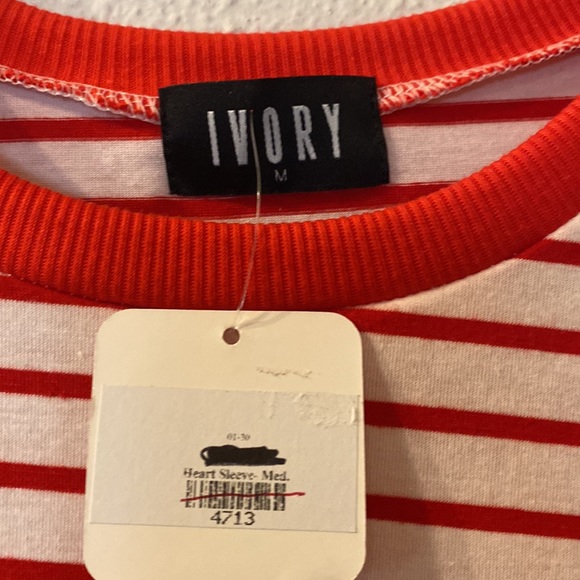 NWT Ivory striped sweater with elbow patches size medium - Picture 2 of 5